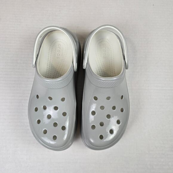 Crocs Crush High Shine Gray Clogs Women 9 Men 7 Comfort Platform Slip On Shoes - Picture 2 of 5